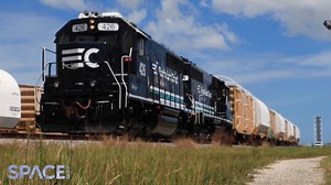 5.5K views · 227 reactions | A train carrying booster segments for the Space Launch System rocket that will launch the Artemis 2 mission to the moon arrived at NASA's Kennedy Space Center in September 2023. NASA's Artemis 2 moon mission: Live updates: https://trib.al/BU8TpmD Credit: NASA | edited by Space.com | Space.com | Facebook