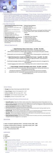 HarikrishnanA Digital Technical ProjectManager Resume #music #song