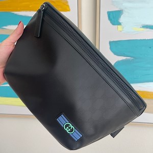 $2,400 New, Authentic GUCCI Black GG Crystal Belt Bag sz 105