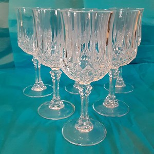 Vintage Crystal Stemmed Wine Glasses-set 6-cristal D'arques Durand-longchamp Crystal Wine Water Goblets, France Cut Glass Crystal Wine Glass - Etsy