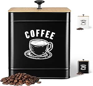 PERFNIQUE Coffee Canister, Airtight Coffee Bean Storage Container, Café Grounds Container, Cafe Jar Cafe Holder, K Cup Holder, Food Storage Container, Farmhouse Kitchen Decor