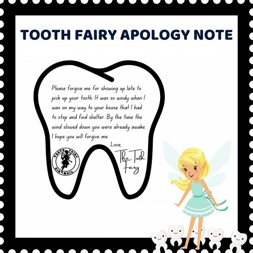 Tooth Fairy Apology Note, Printable Late Letter (digital Download) - Etsy