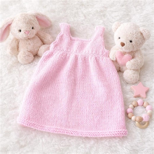 Knit Baby Dress Pattern PDF, Easy Knit Toddler Dress Pattern, Girls Knit Dress Pattern, Baby Sundress Knitting Pattern,
