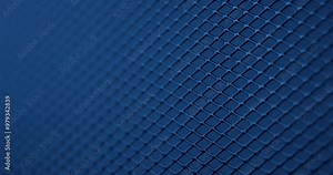 Blue grid motion background. Metal mesh in colored lighting. Used as a background and texture.