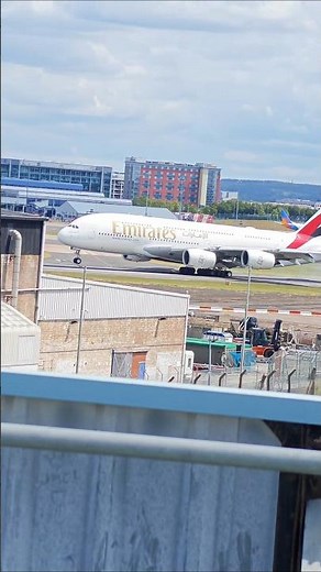 Full approach Emirates A380 at Birmingham airport