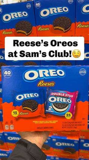 Reese’s & Oreo lovers, this one’s for you 😍 This 40-count variety pack at Sam’s Club features NEW Reese’s Oreos (yes, with peanut butter creme Oreo crumbs!) AND classic Double Stuf. This is $14.72! #samsclub #oreo #reeses | Sam’s Club Lovers