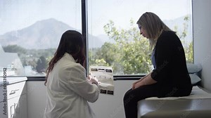 Female doctor listens to patient and then gives advice and recommends testing