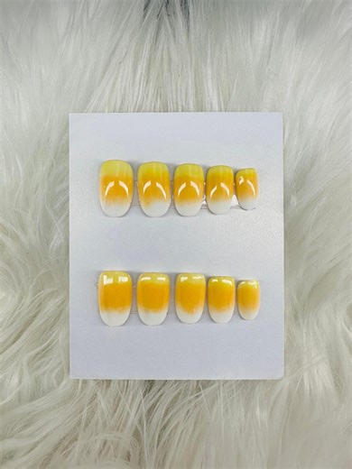 Candy Corn Short Round Press on Nails - Etsy