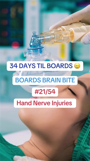 34 DAYS TIL BOARDS! Anesthesia Brain Bite #21/54 HAND nerve Injuries #nursingstudent #caastudent #crnaschool #medstudent