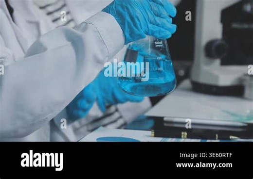 scientist in laboratory. scientist working with test tubes and microscope Stock Video Footage - Alamy