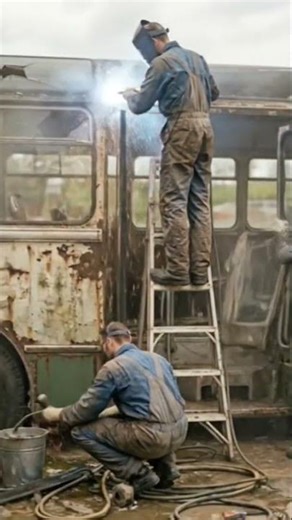 revive and restore the timelapse of the bus by AI #seeingmachines#rebus#aivideo#recreated#animation