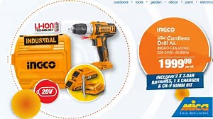 Power up your projects with the Ingco 20V Cordless Drill Kit, now at an unbeatable price of R1999.99 each, exclusively during Mica's Deals To Kickstart 2024 Promotion!⚙️ Don't miss out on this incredible deal available from 23 January to 4 February 2024. Includes 2 x 2.0AH batteries, 1 x charger & CR-V 65mm bit. Head to your nearest participating Mica store and equip yourself for success! 💥 Click the link to view our promotional leaflet: https://bit.ly/3tUTEdb & https://bit.ly/3tKS39M 🛠️💥 #Ma