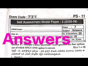 7th class General Science 🔑 Self Assessment Model Paper - 3 (FA-3)Real Key Answers 2025-26 || ☝️