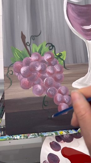 Easy paint and sip wine glass and grapes painting! 🎨 #easypainting #beginner #howto #acrylicpainting #tutorials #paintandsip | Emily Seilhamer Art
