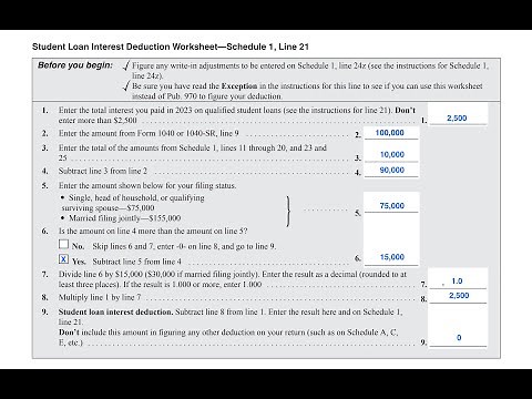 Student Loan Interest Deduction Worksheet Walkthrough (IRS Schedule 1, Line 21)