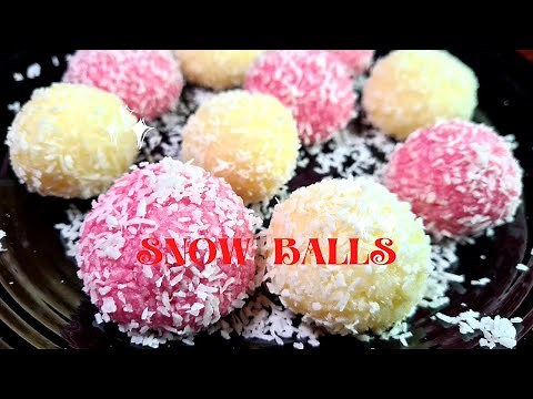 How To Make Snow Balls | Eggless Snowballs | Coconut Ice Snowball Recipe | Coconut Ice balls | Sweet