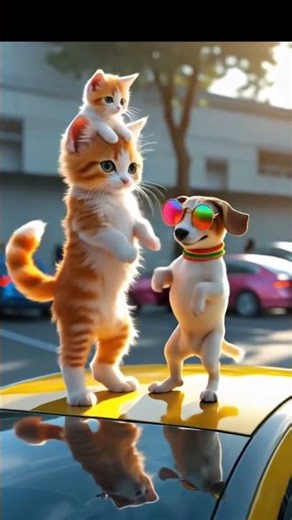 Cats 😻 & Dog 🐶 Funny Dancing Together 🤣💃 Cutest Pet Dance Ever! #shorts