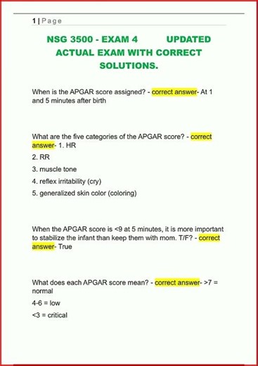 Nsg 3500 Exam 4 Updated Actual Exam With Correct Solutions84 video