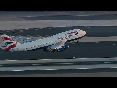 British Airways Boeing 747-400 take-off from Phoenix Sky Harbor (PHX) with full ATC [High Quality]