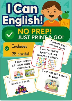 I Can Statement Cards-English KG and Grade 1