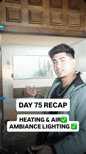 Day 75 was about comfort and control. The mini split install wasn’t just mounting equipment — it was running lines cleanly, protecting the system electrically, pulling vacuum to eliminate moisture, and making sure it performs long-term. Pair that with fully dialed lighting in the master bath, and the house finally feels intentional instead of transitional. When heating, air, and ambiance come together, a build starts feeling complete. #luxury #luxuryremodel #hvac #hvacwork #electrical #electrica