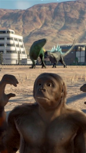 King Kong & Ancient Humans VS V-Rex & Godzilla #dinosaur #jurassicworld #jurassicpark #jwe2