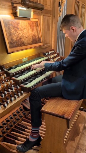 Hands on the keys, feet on the toe studs, full swell – and the whole room fills with sound. 🎶 🎶 Experience the power of James Walton’s playing this Friday night: https://trinitymusicpdx.ticketspice.com/christmas-organ-recital | Trinity Music