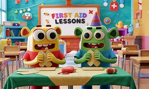 Engaging First Aid Lessons for Kids in a Fun Animated Classroom Setting