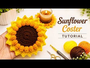 Easy Sunflower Coaster | DIY Home Decor | Crochet Small Business Bestseller