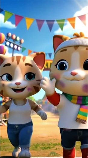 🌈 MITTENS & BELLA'S EPIC COLOR RUN ADVENTURE! 🎨 Rainbow Fun Festival 3D Animation