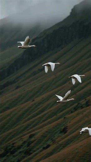 Wild Geese Flying Over the Mountains ⛰️ | Goose Calls & Nature Ambience #shorts