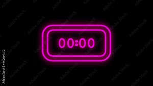 Simple of time related motion neon line icon. Contains such Icons as timer, speed, alarm, restore, time management, calendar and more. Motion graphic.
