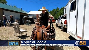 386K views · 10K reactions | A Dodge County saddle maker got a request late last year, though, to make an adaptive saddle. With one request: that it didn't look like a wheelchair on a horse. Learn more about Jon Rafel and the team at Emmet Saddlery and the huge difference they made in the life of Sydni Mell as part of Natalie's Everyday Heroes with Natalie Shepherd. Full story: https://www.cbs58.com/news/natalies-everyday-heroes-adaptive-saddle-is-real-cowboy-stuff | CBS 58 | Facebook
