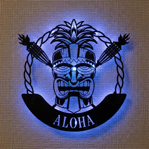 Personalized Tiki Bar Sign – Metal RGB LED Wall Art, Tropical Decor - Etsy