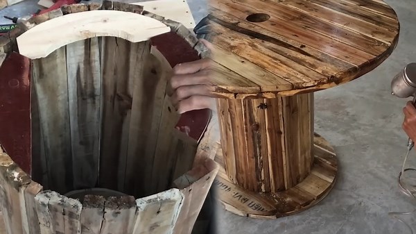 Outdoor Table Created From Recycled Wood Scraps