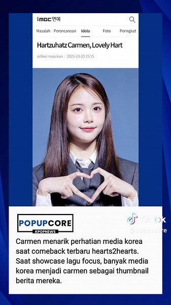 Carmen menarik perhatian media korea saat comeback terbaru hearts2hearts. Saat showcase lagu focus, banyak media korea menjadi carmen sebagai thumbnail berita mereka. #carmen #hearts2hearts