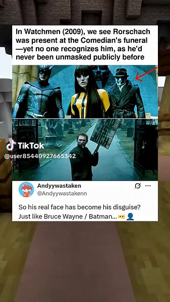 In Watchmen (2009), we see Rorschach was present at the Comedian's funeral—yet no one recognizes him