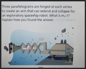 Three parallelograms are hinged at each vertex to create an arm... | Filo