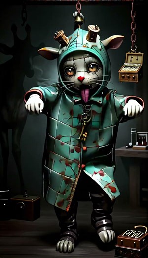 CUTE & CREEPY DANCING CAT: The Toy Maker’s Secret: Haunted Cat Automaton 🐈‍⬛⚙️ #shorts