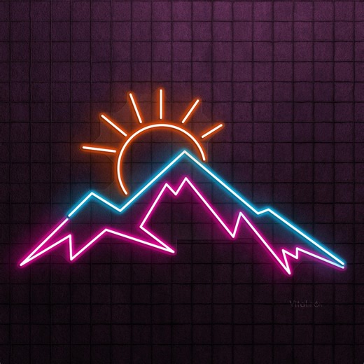 Mountain Sunrise Neon Sign, LED Sunset Light, Nature Wall Art, Adventure Home Decor - Etsy UK