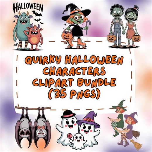 Quirky Halloween Characters Clipart Bundle Halloween Friends Cute Spooky Whimsical Playful Cartoon Monsters Sublimation Digital Download - Etsy
