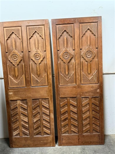 Rustic Carved Wood Entry Doors: Vintage Style Hinged or Sliding Barn Doors, 80x30in - Etsy