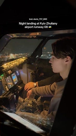 Night landing at Kyiv Zhuliany airport | #aviation #airplane #airport #pilot #kyiv #ukraine