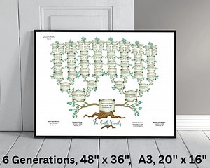 Editable 6-generation Family Tree Chart: Canva Template (PDF Download) - Etsy