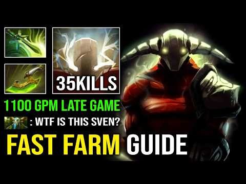 How to Super Fast Farm Sven with 1100 GPM Max Agility Attack Speed Instant Delete Everything Dota 2