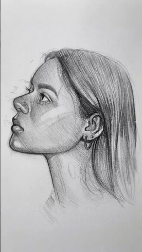 Realistic Female Side Face Drawing ✨✏️ | Drawing Tutorial #shorts