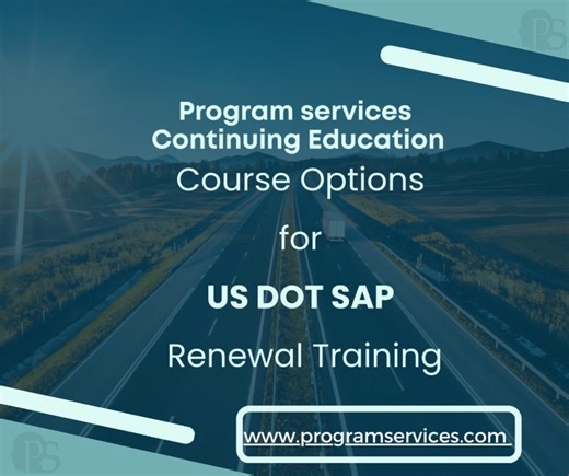 Karen Smith on Instagram: "https://programservices.org/course-catalog/us-dot-substance-abuse-professional-renewal-training-49-cfr-part-40 US DOT Substance Abuse Professional Renewal Training: 49 CFR Part 40 12CE Credits This course provides the information that will prepare currently qualified US DOT substance abuse professionals wishing to RENEW their SAP qualification to provide substance abuse evaluations for transportation employees who violate US D.O.T. drug and alcohol prohibitions. This c