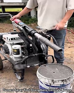 Cement Spray Tool Strengthens Concrete Beams #CementSpray #ConstructionTools #BuildingWork #BeamCoating #StructureStrength | lamaestramiel