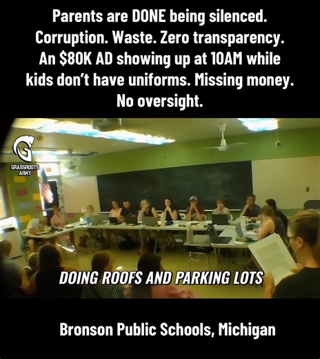 16K views · 304 reactions | Parents are DONE being silenced. Corruption. Waste. Zero transparency. An $80K AD showing up at 10AM while kids don’t have uniforms. Missing money. No oversight. Bronson Public Schools, Michigan | Garrett L Soldano | Facebook
