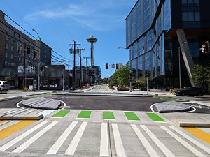 Seattle’s first protected intersection opens at Thomas St and Dexter Ave N in South Lake Union - SDOT Blog